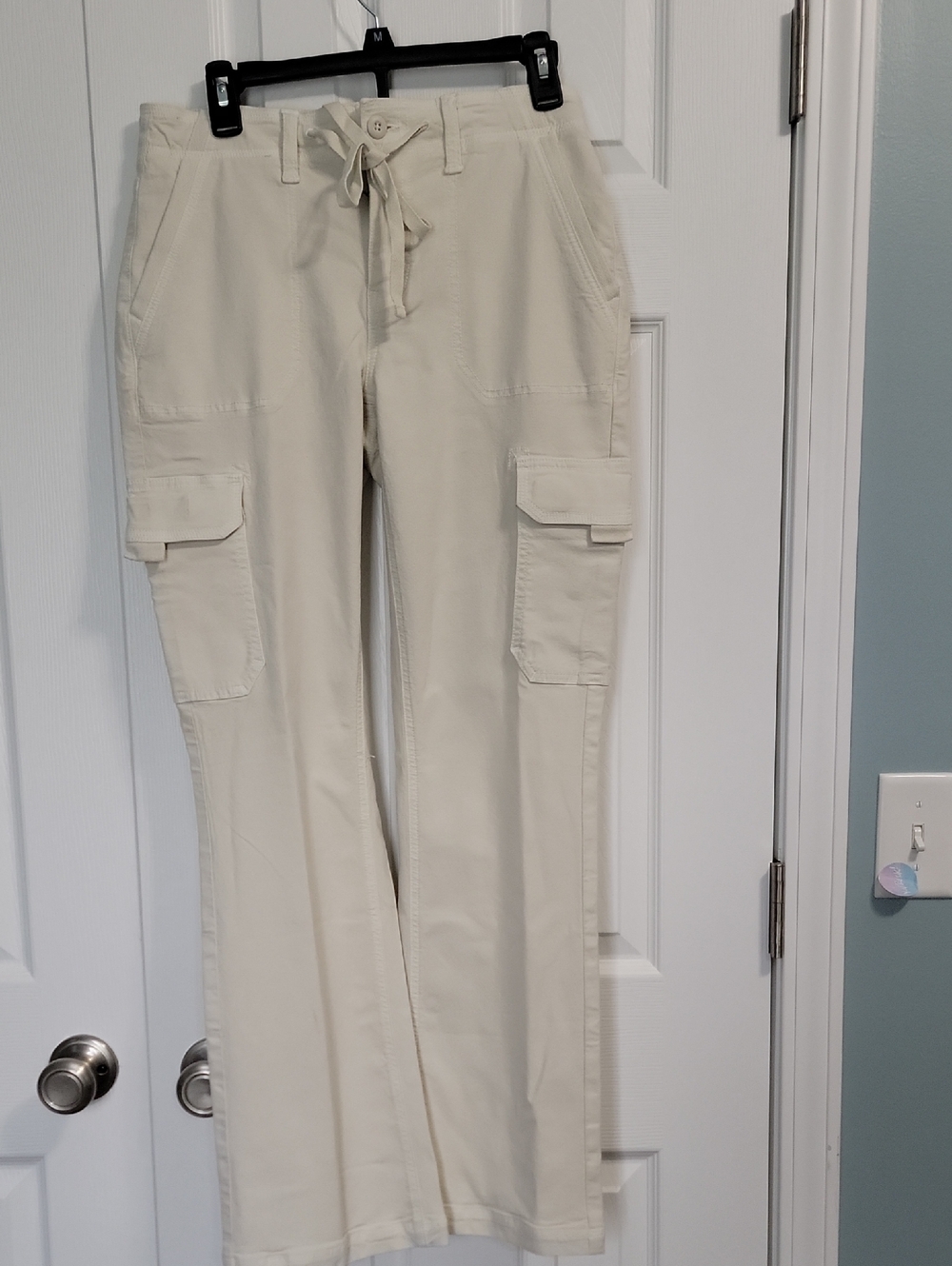 American Eagle Outfitters Cream Cargo Flare Pants